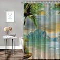 thumbnail image 2 of Orinice Palm Trees Boat Mountain Bathroom Decor Set - Colorful Luxurious Polyester Fabric Fashion Bathroom Decor Sets with Hooks, Waterproof Shower Curtain Set Washable with Hooks 60x72, 2 of 7