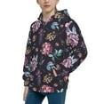 thumbnail image 2 of Pofeuu Roses Flowers Print Teenage Zipper Hoodie Sweatshirts Hooded Casual Jackets With Pocket For Boys Girls-, 2 of 6