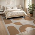 thumbnail image 3 of ODIKA 8'x10' Beige Tan Warm Geometric Pattern Washable Area Rug Modern Minimalist Abstract Design Non-Slip Chair-Friendly Mat for Dining Room, Large Office, Lounge, 3 of 7