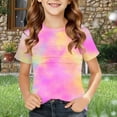 thumbnail image 2 of Afuyipoi Pleated Tops for Girls (4-12) Casual Short Sleeve Crew Neck T-shirts Hot Pink Size 5/6, 2 of 6