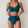 thumbnail image 2 of MIXUE Swim Suits for Women Solid Color Sexy Two Piece High Waist Bikini Sets for Women Swimwears Beachwear,Blue,S, 2 of 7