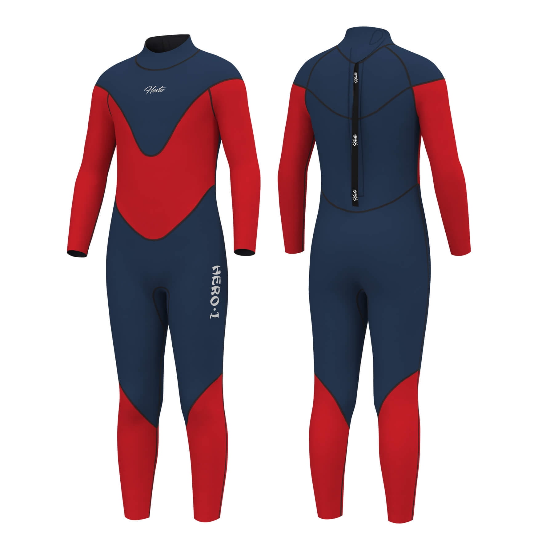 Hevto Wetsuits Kids and Youth 3mm Neoprene Full Suits Long Sleeve Surfing Swimming Diving Swimsuits Keep Warm Back Zip for Water Sports 