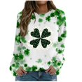 thumbnail image 1 of Plebaso Chandail en Molleton de la Saint-Patrick pour Femmes Imprimé Trèfle Col Rond Manches Longues Chandail P-5TG, 1 of 4