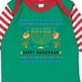 thumbnail image 4 of Inktastic Happy Hanukkah Sweater Style Design with Menorah and Dreidel Boys or Girls Long Sleeve Baby Bodysuit, 4 of 5