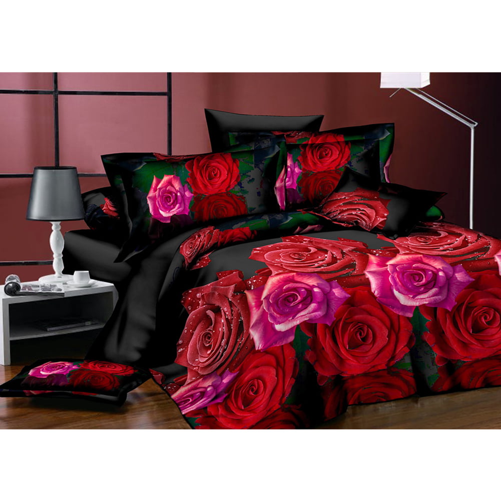Bedsheet 3D Duvet Cover With Pillow Case Floral Quilt Cover Bedding Full Set