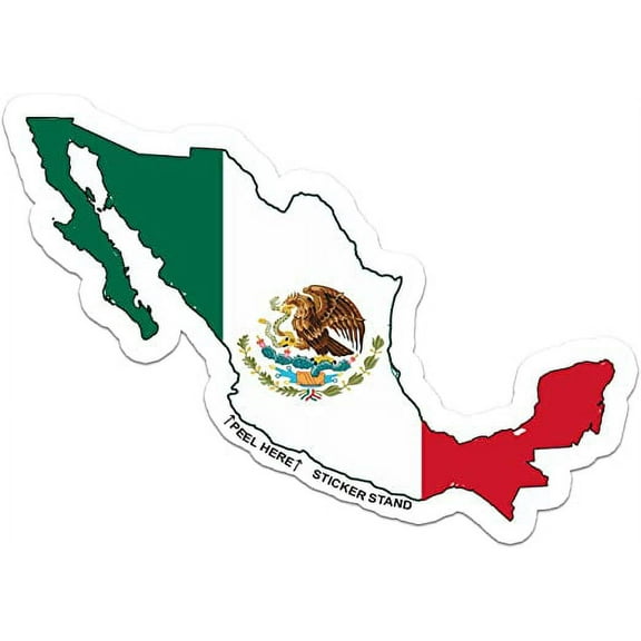 Mexico Map Flag car bumper window sticker 5" x 4"