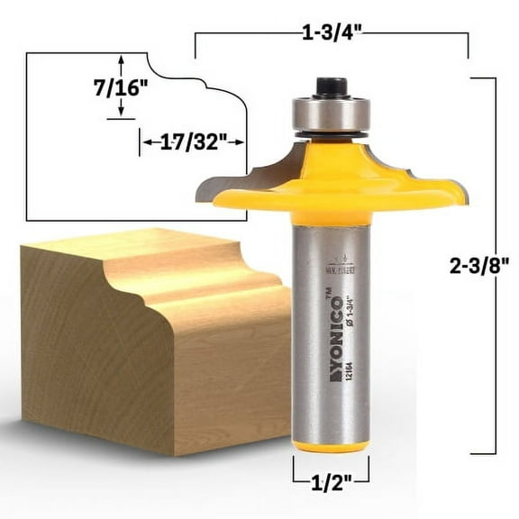 Yonico Drawer & Cabinet Door Front Edging Classical Router Bit-1/2" Shank- 12164