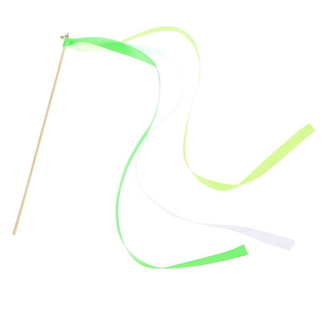 CIMAXIC wedding 20Pcs Ribbon Sticks Fairy Sticks Ribbon Streamers Wands with Tiny Bell Wedding Party Wands Party Favors (Green),11.81"X22.44"X0.2"