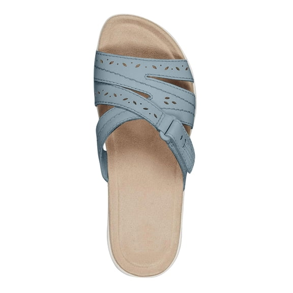 longantii Orthopedic Casual Sandals for Women Slip on Non Slip Arch Support Flat Wedge Sandals Wide Beach Slippers 2026 Beach Vacation Orthopedic Shoes Blue