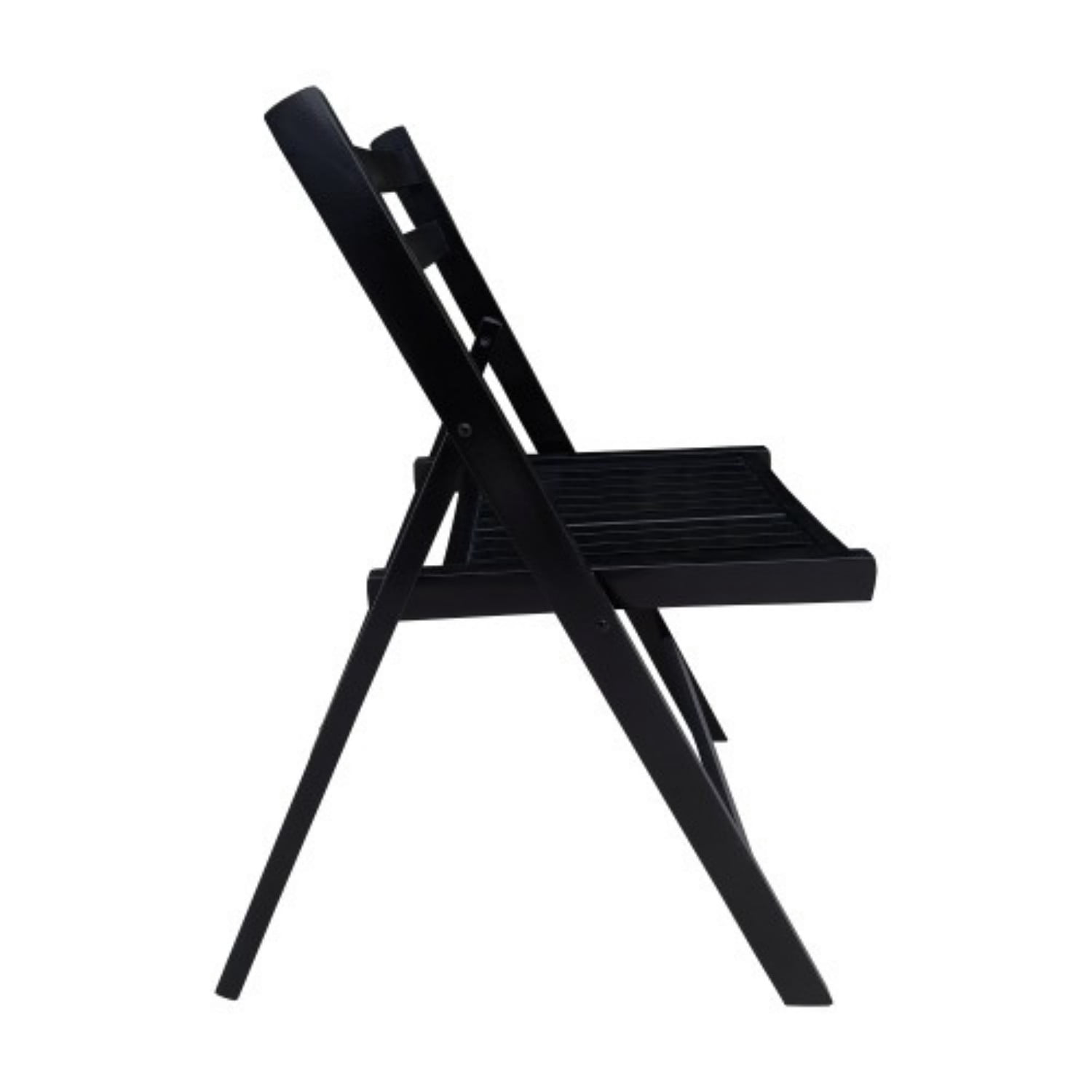 Folding Chairs Set of 4, Solid Wood Folding Chairs with Slatted Seat, Portable Event Chairs for Dining Room, Kitchen, Wedding & Party, Black