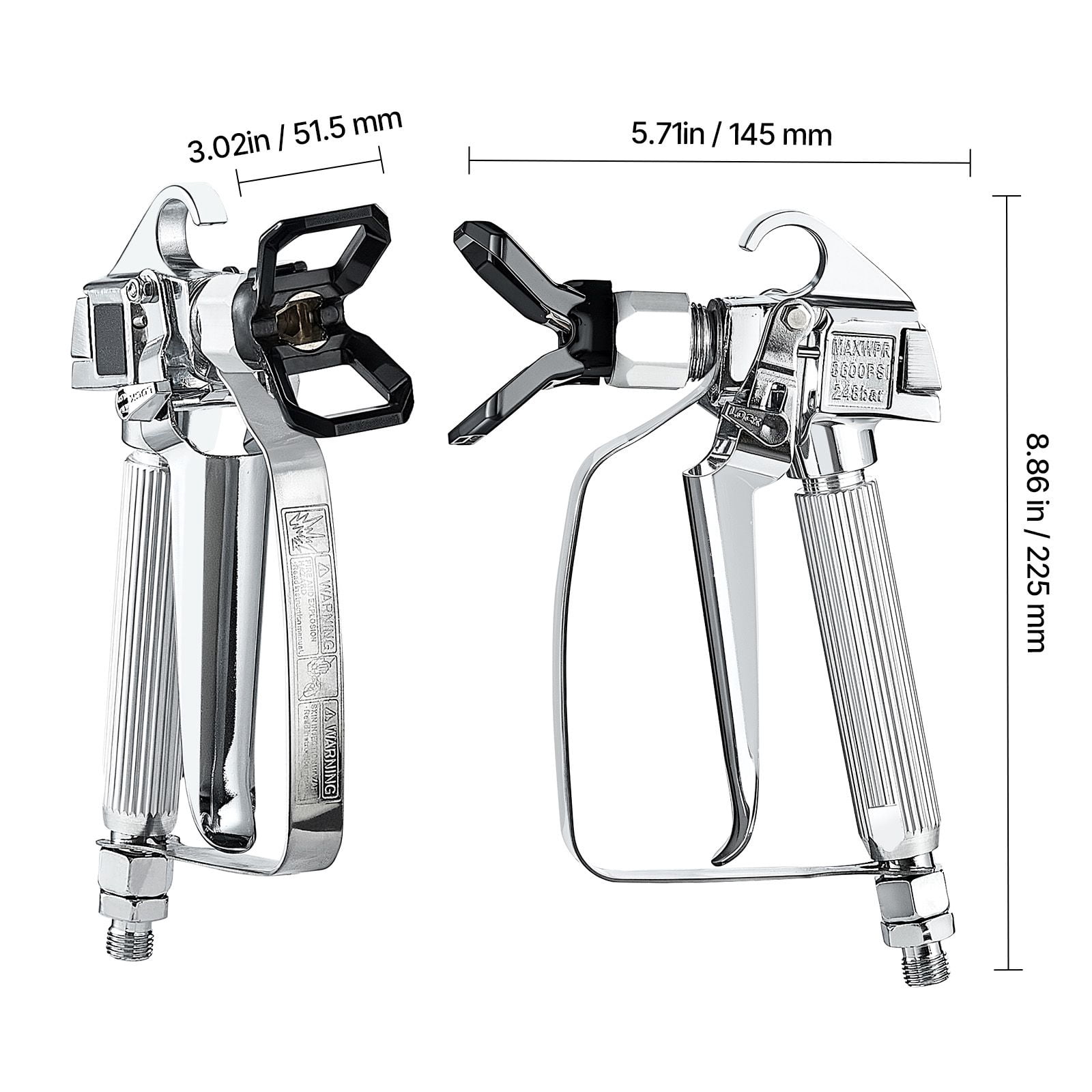 Airless Paint Sprayer Gun, 3600 PSI High-Pressure with Stainless Steel Nozzle, Compatible with 211/315/417/517/623 Nozzles, Professional Paint Gun for Home and Construction