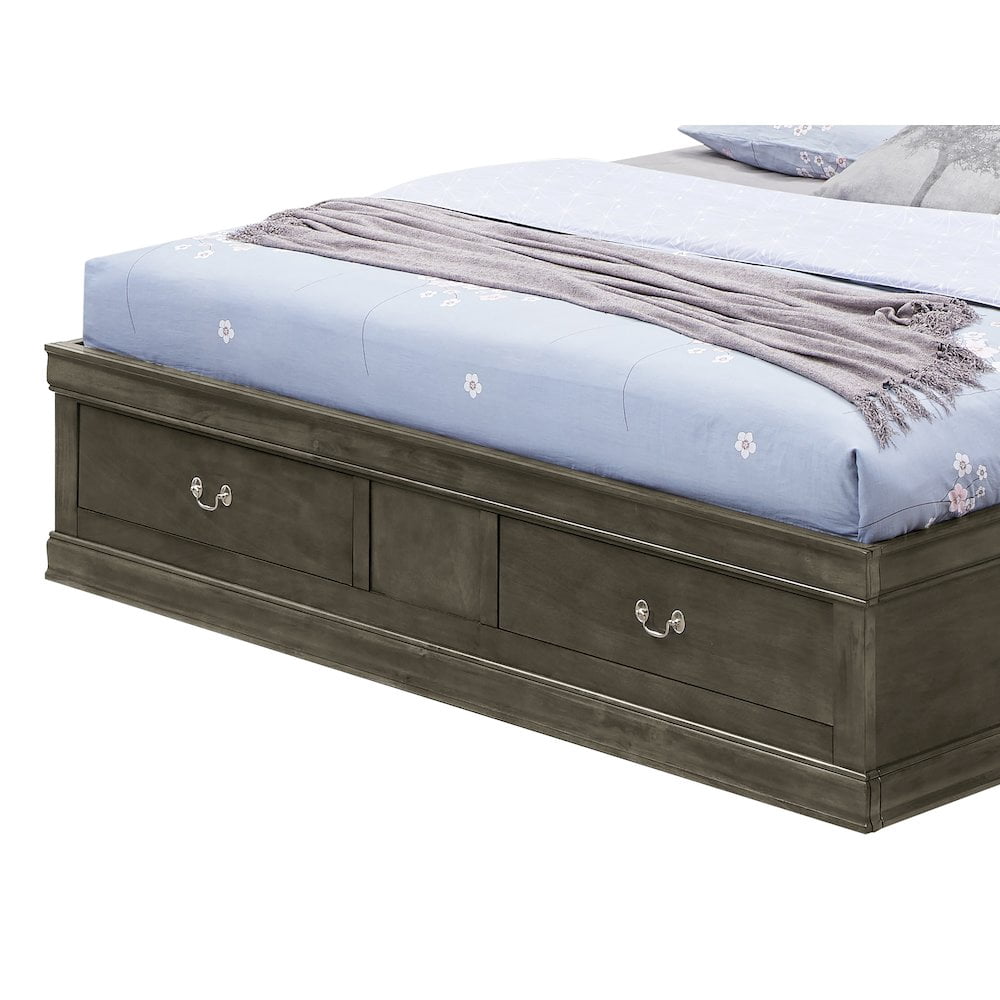 Glory Furniture Louis Phillipe Full Storage Bed in Gray Color