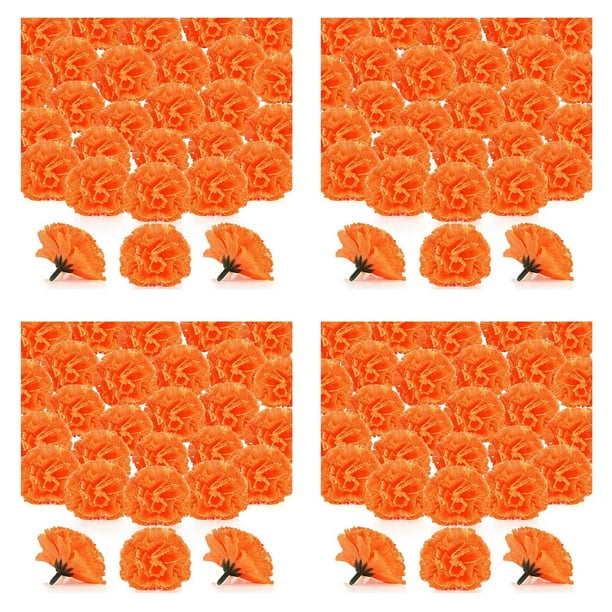 400x Cabezas de Flores Artificiales Flores Falsas de Caléndula de Seda, Naranja