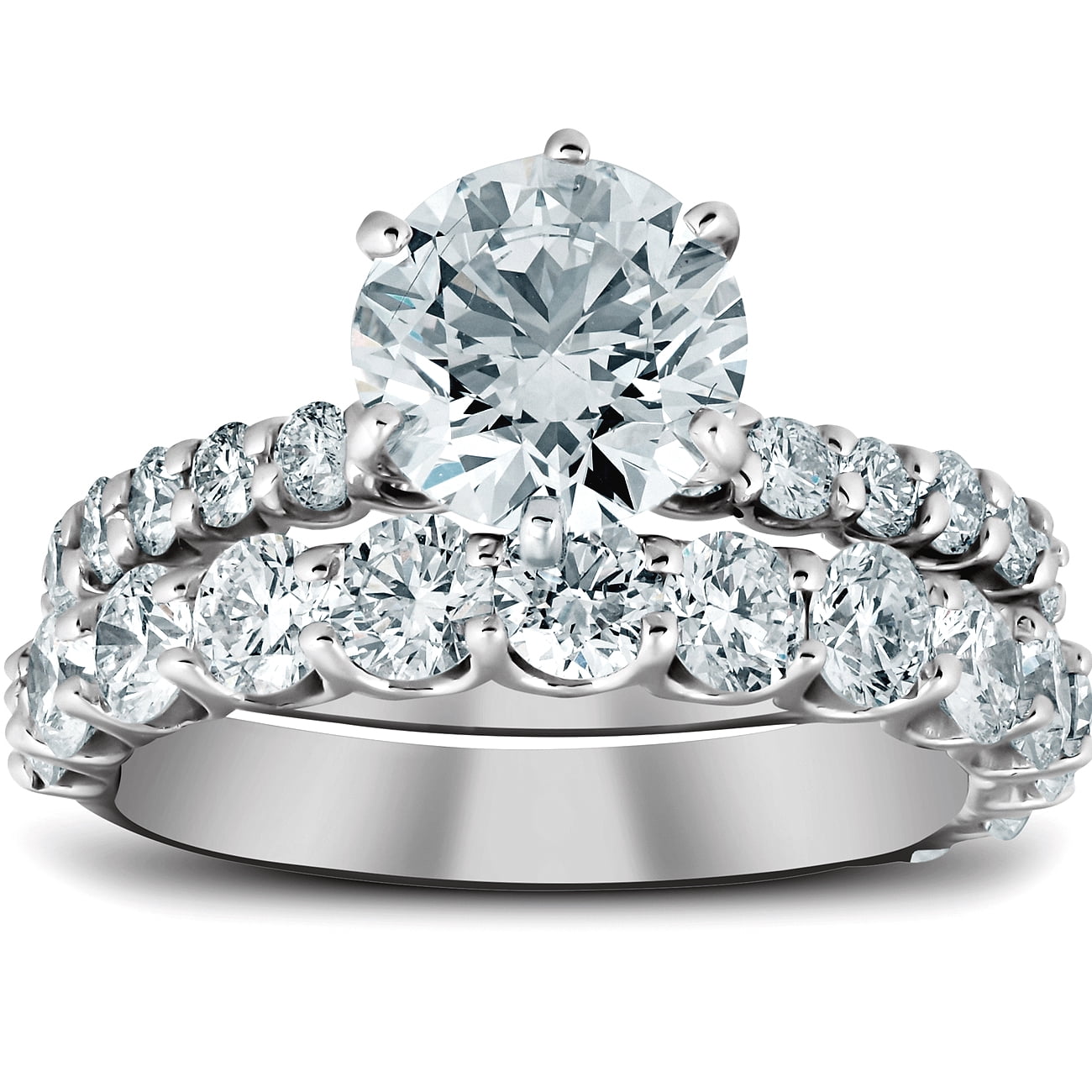 Certified 3.00Ct White Round Diamond Engagement Wedding Ring Set 14k White Gold 