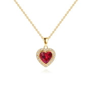 Peermont 3 Carat Red Ruby Heart Necklace in 18K Gold Overlay