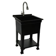 UTILITYSINKS Plastic 24 Freestanding Compact Workshop Utility Sink, Black