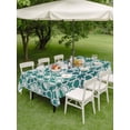 thumbnail image 3 of Teal Green Outdoor Tablecloth - 54x80 Inch Rectangle Dining Table Cover, Vintage Abstract Geometric Texture Waterproof Outdoor Table Cloth with Umbrella Hole & Zipper for Picnic/Patio/Party, 3 of 7