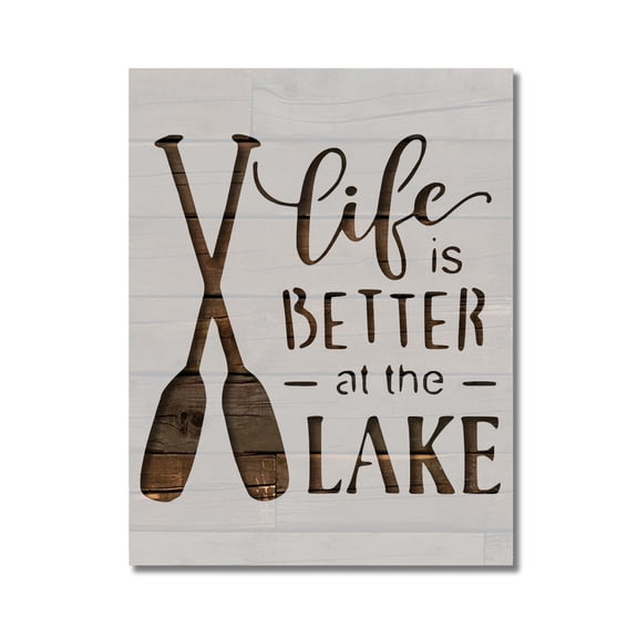 Life Is Better at the Lake Stencil Template Reusable 8.5 x 11 for Painting on Walls, Wood, Etc. By Stencilville