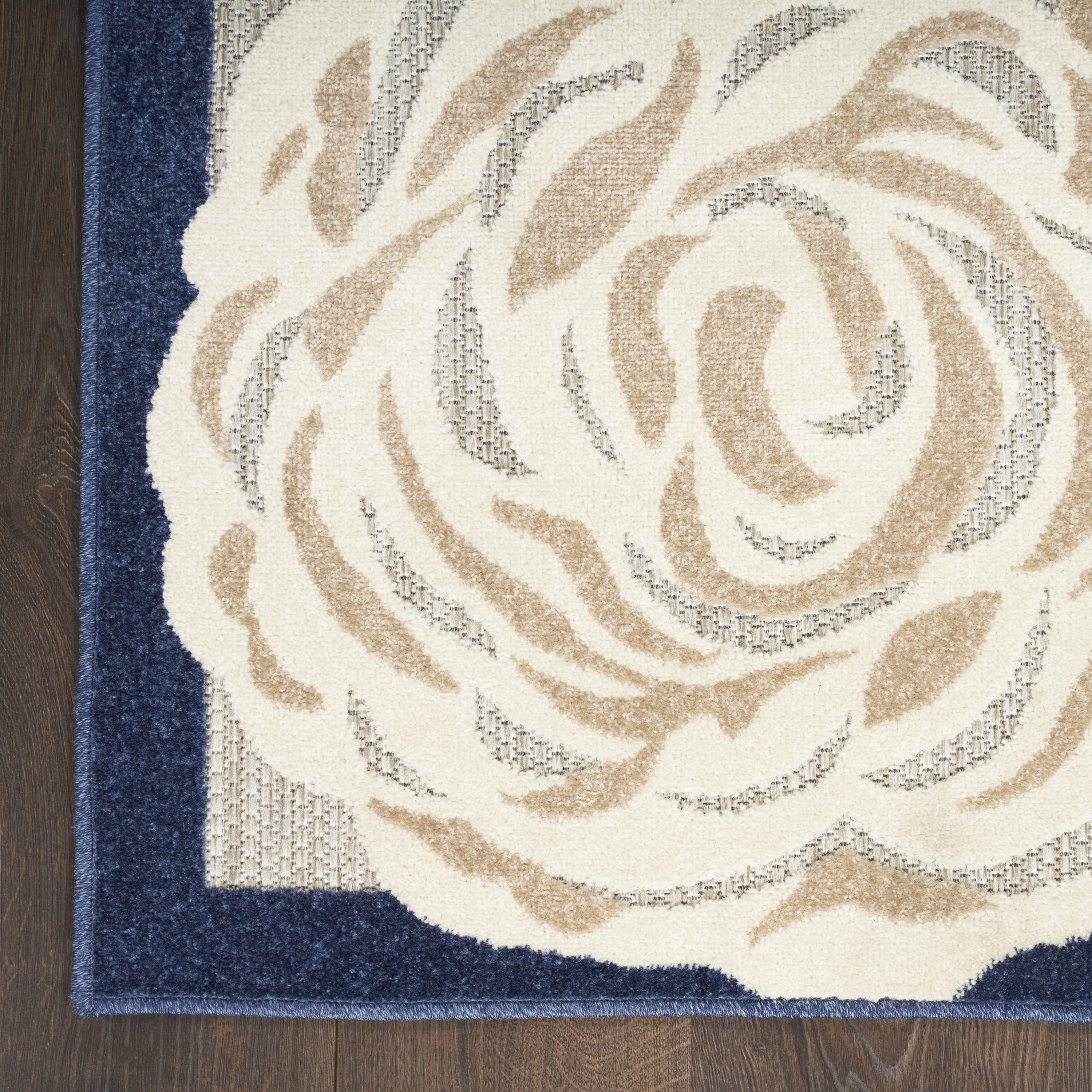 Nourison Aloha Indoor/Outdoor Blue/Grey 9' x 12' Area Rug, (9x12)
