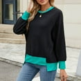 thumbnail image 4 of Fashion Olyvenn Long Sleeve Shirts for Women Tunic Tops Loose Fit Cute Casual Color Block Ribbed Knit Tops Lightweight Sweaters Black XXL, 4 of 7