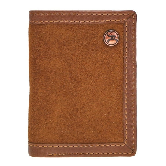 Hooey Mens Roughout Leather Tri-Fold Wallet (Tan/Brown)