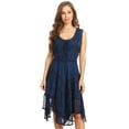 thumbnail image 5 of Sakkas Sundara Stonewashed Rayon Embroidered Mid Length Dress - Navy - L/XL, 5 of 5