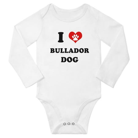 

I Heart Bullador Dog Cute Baby Long Romper (White 6-12 Months)