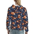 thumbnail image 7 of Uemuo Vintage Blue Fox Family Pattern Women's Hoodie with Eye-catching Drawstrings- Casual Pullover Hoodie with Kangaroo Pocket, Stylish Hooded Sweatshirt-XX-Large, 7 of 7