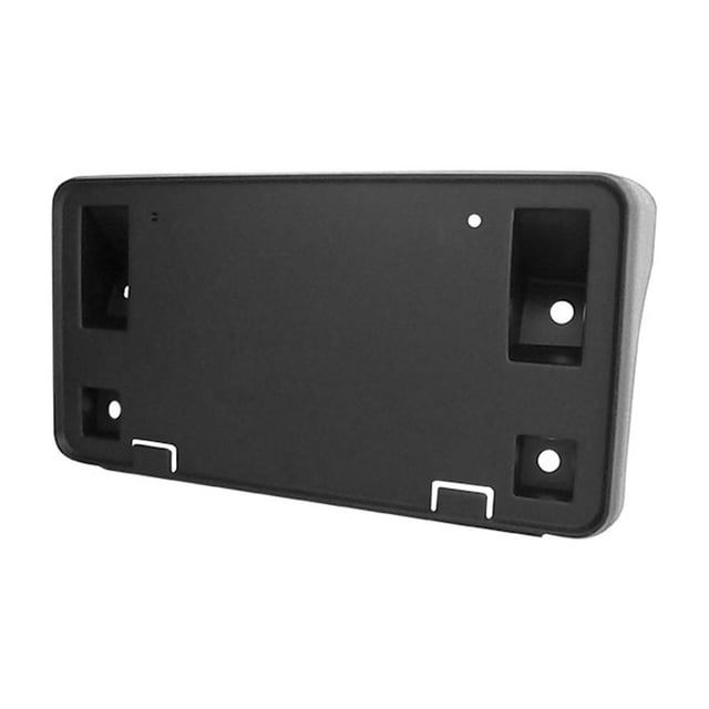 porta placas generico delantero chrysler 1996 a 1999 soporte de matrícula frontal, vista centrada del marco rectangular de plástico negro con cuatro orificios de montaje y dos ganchos inferiores, pieza única para eje delantero, origen México.