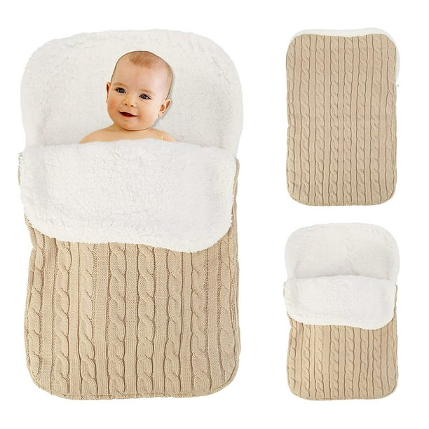 Couverture enveloppante pour nouveau-né, couverture tricotée chaude et  épaisse plus