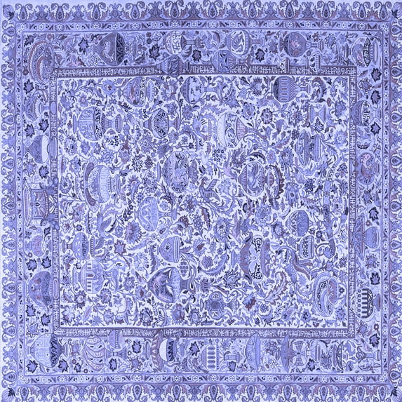 Ahgly Company Indoor Square Persian Blue Traditional Area Rugs, 6' Square