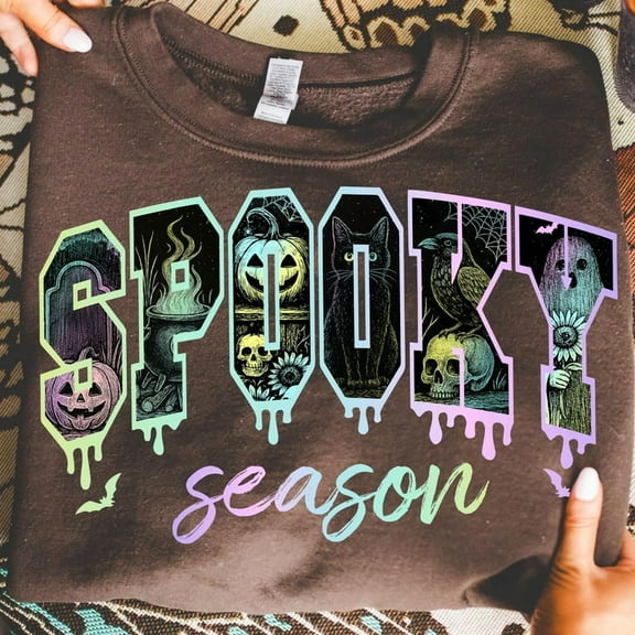 Spooky Iridescent Halloween Ghost T-Shirt, Neon Boo Ghost Coquette T-Shirt, Halloween T-Shirt, Ghost Pumpkin T-Shirt, Spooky Season T-Shirt, Boo Ghost Shirt T-Shirt