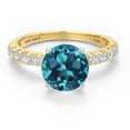 thumbnail image 3 of Gem Stone King 14K Two Tone Gold London Blue Topaz and Lab Grown Diamond Engagement Ring for Women | 2.08 Cttw | Round 7MM | Gemstone November Birthstone | Size 9, 3 of 6