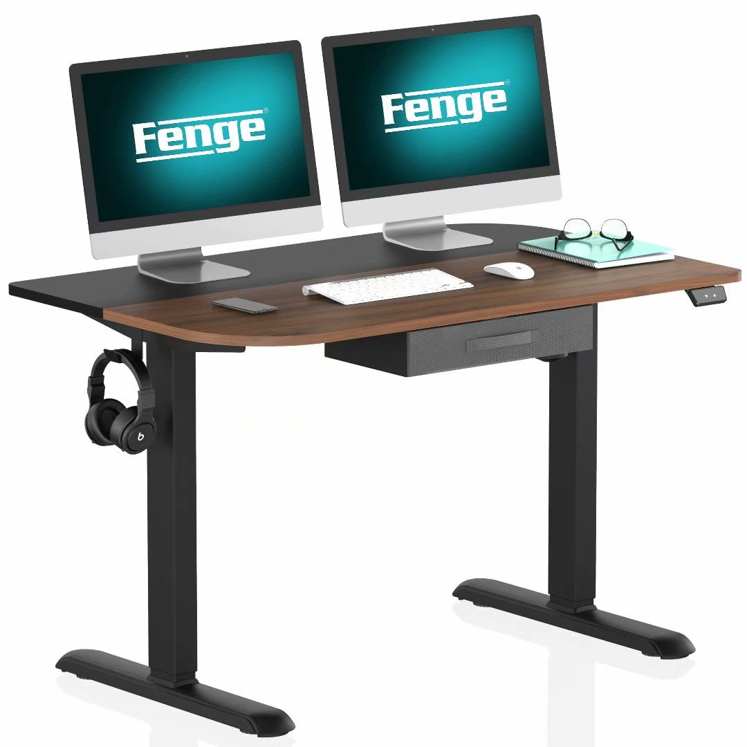 Fenge Height Adjustable Electric Standing Desk with Drawer and Headset