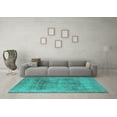 thumbnail image 3 of Ahgly Company Machine Washable Indoor Square Oriental Turquoise Blue Industrial Area Rugs, 5' Square, 3 of 4