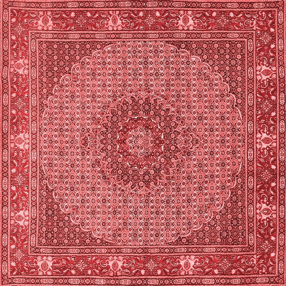 Ahgly Company Indoor Square Medallion Red Traditional Area Rugs, 4' Square