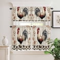 thumbnail image 2 of 3 Piece Kitchen Curtains and Valances Set White Retro Rooster Cafe Curtains 24 Inch Length Watercolor Pastoral Animals Plaid Valance & Tier Curtain for Living Room Bedroom Window 54"x18"+27"x24"*2, 2 of 6