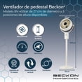 thumbnail image 3 of Ventilador De Pedestal decorativo premium Beckon BV-45Star alta potencia 27cm de diámetro 3 posiciones de altura Oscilación, 3 of 8