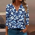 thumbnail image 2 of CYMMPU Tunic Tops 3/4 Sleeve Spring Tops Blouses for Women Dressy Casual Loose Fit Floral Pattern Fall Trendy Shirts V Neck Business Elegant Work Tops T-Shirts XXXXXL, 2 of 5