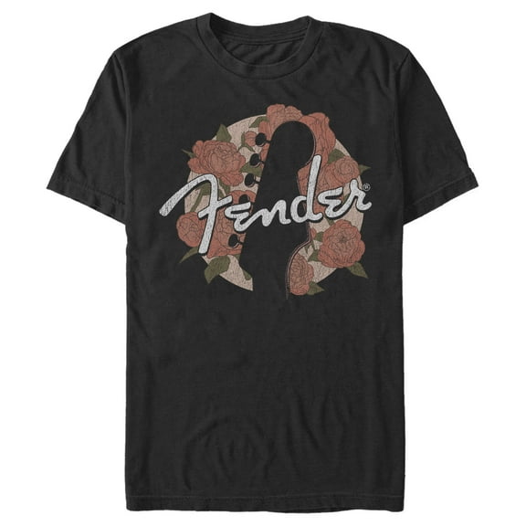 Men's Fender Distressed Floral Circle Logo Graphic Tee Black Large
