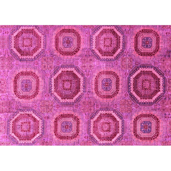 Ahgly Company Indoor Rectangle Abstract Pink Modern Area Rugs, 7' x 9'