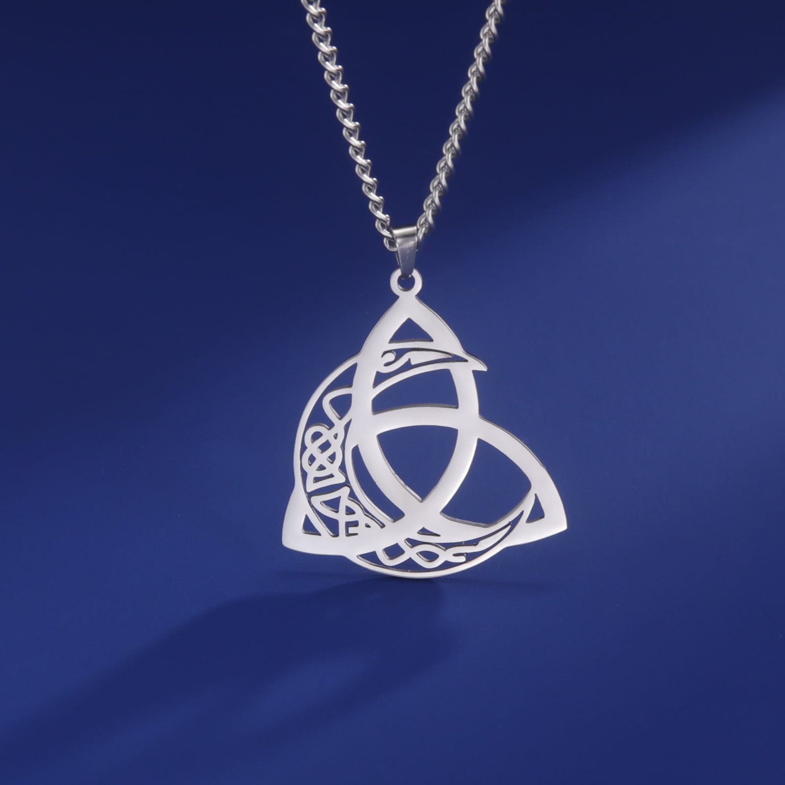 Viking Celtic Knot Moon Cremation Ashes Necklace - Stainless Steel Memorial Urn Pendant To Hold Loved One's Ashes