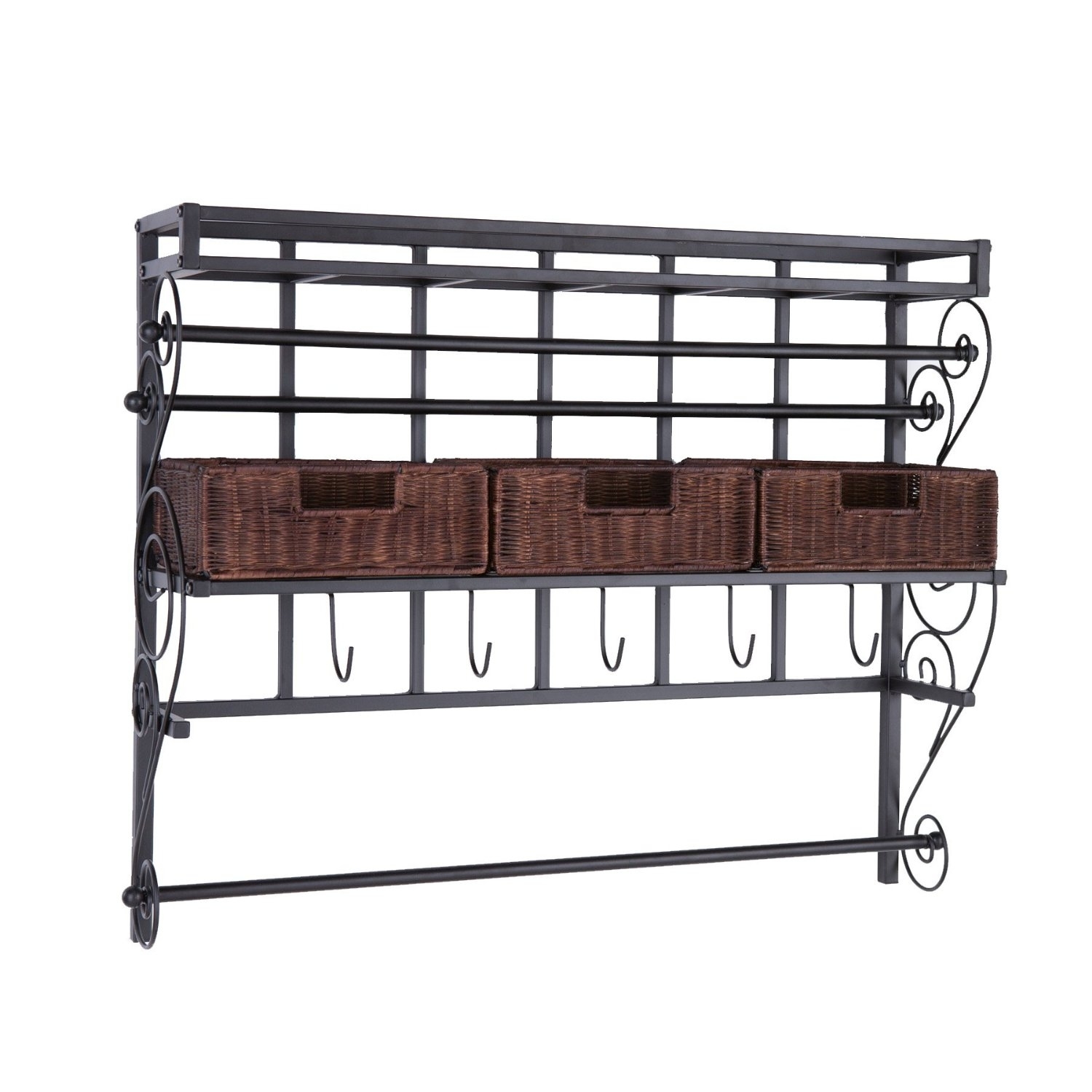 Wall Mount Craft Storage Rack w/ Baskets Black w/ Espress Walmart