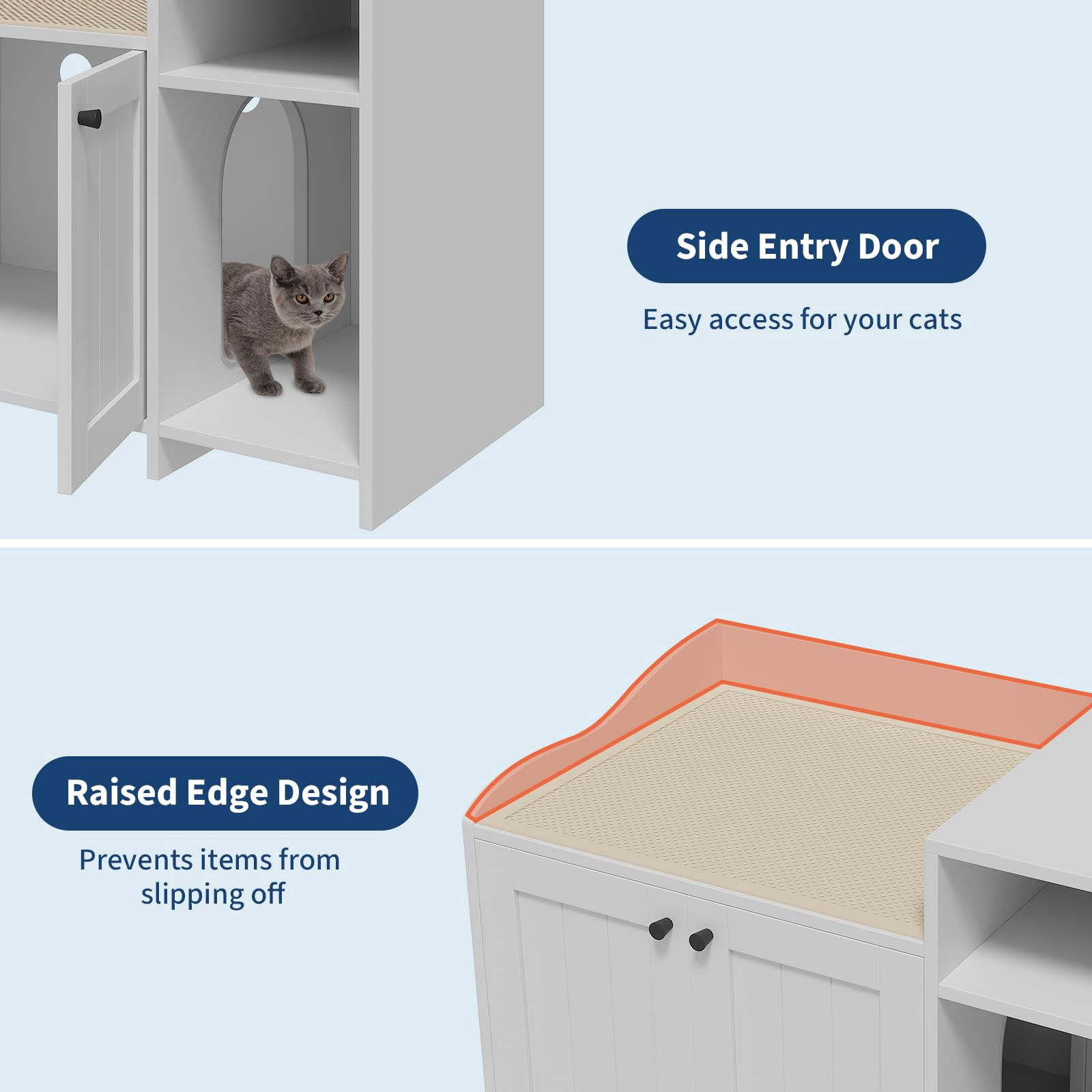 Soonbuy Cat Litter Box Enclosure Furniture, Hidden Litter Box Cabinet, Indoor Wooden Cat Washroom with Storage, Pet House, Dog Proof Hideaway Kitty Covered Litter Box Enclosure
