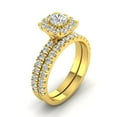 thumbnail image 3 of Certified 1.50ctw Diamond Halo Engagement Ring Bridal Set in 10k Yellow Gold (G-H, I2-I3), 3 of 5