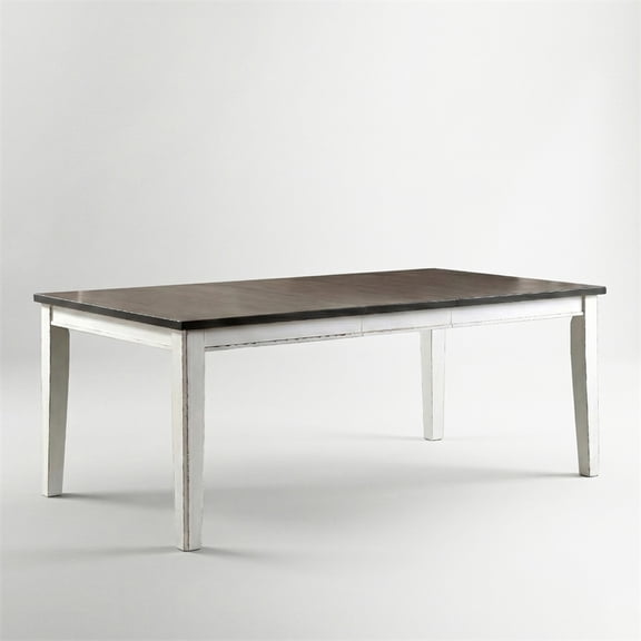 Furniture of America Fie Rustic Solid Wood Expandable Dining Table in White
