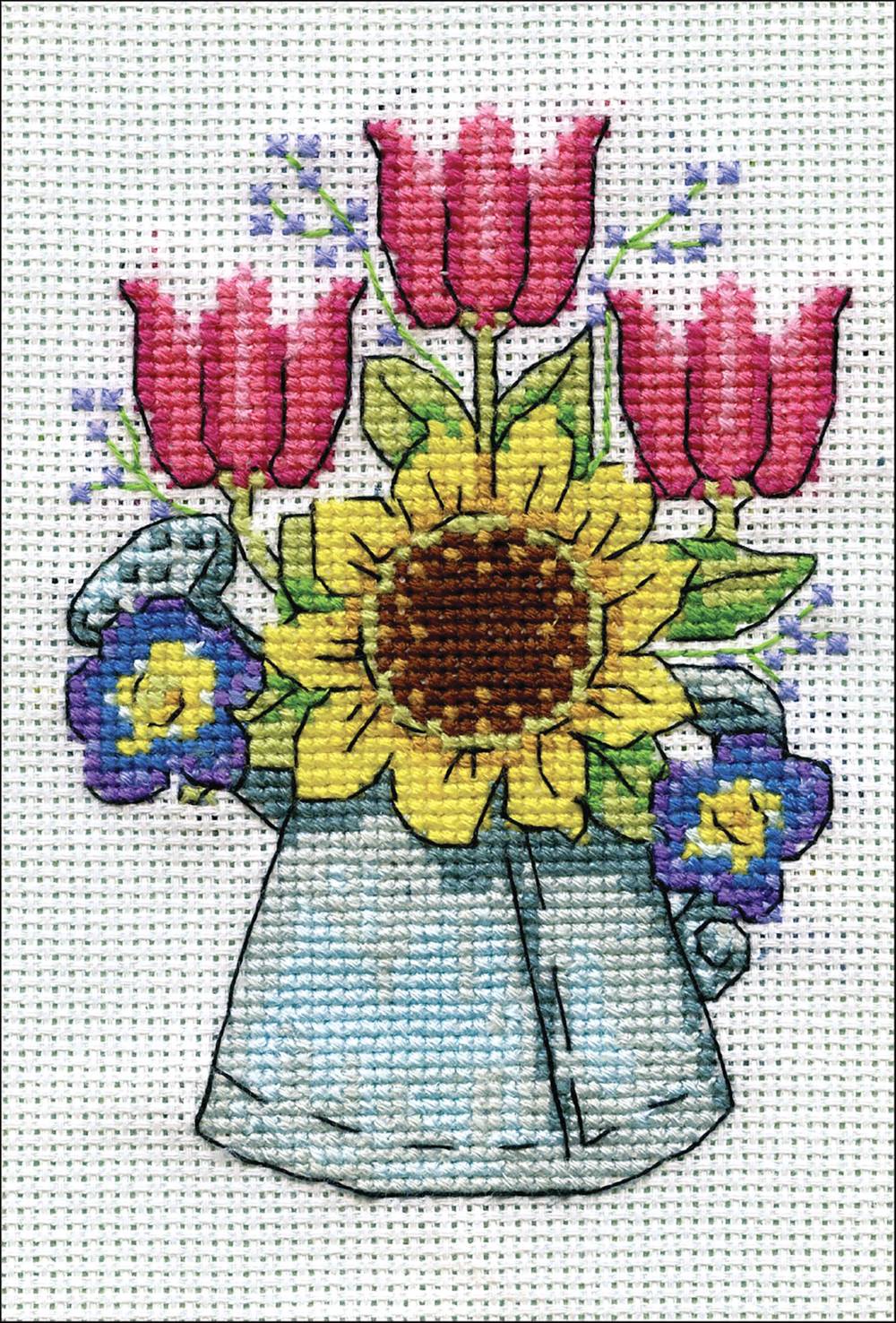 Design Works Stitch & Mat Counted Cross Stitch Kit 3"X4.5"Watering Can