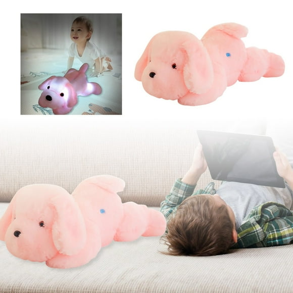 LED Light Up Cute Pug Dog Stuffed Animal Toy Adorable Glow In The Dark Soft Pet Figure For Kids