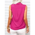 thumbnail image 3 of Sleeveless Women Solid Color Laple Button Down Casual Blouse Camisole With Pocket, 3 of 5