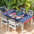 thumbnail image 2 of Independence Day Table Cloths for 4 Foot Rectangle Tables, Patriotic Gnomes USA Flag Firework Patio Waterproof Elastic Fitted Tablecloths, Washable Rectangular Table Cover for Camping, 2 of 8